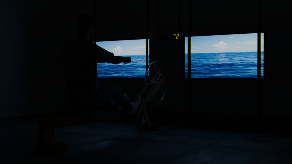 "Marea" (Tide), 4K video and mixed-media installation by Andrés Felipe Castaño, exploring migration, physical effort, and symbolic transit in contemporary art.
